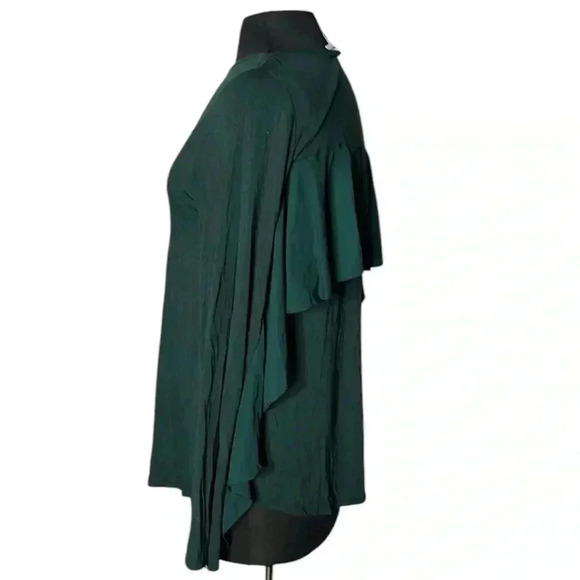 Neiman Marcus Forrest Green Ruffled Top Size L - Picture 2 of 6